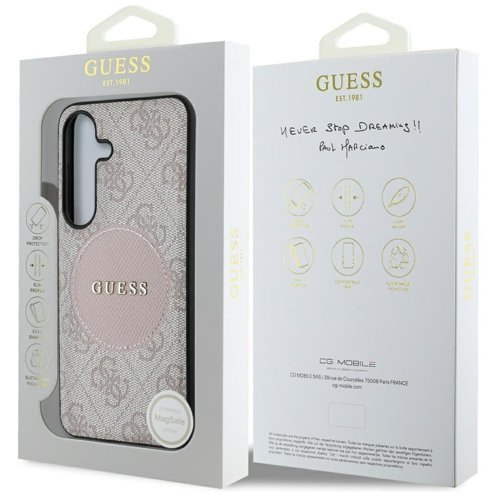 Θήκη MagSafe για Samsung Galaxy S25 S931, Guess, 4G Circle Classic Logo, Ροζ