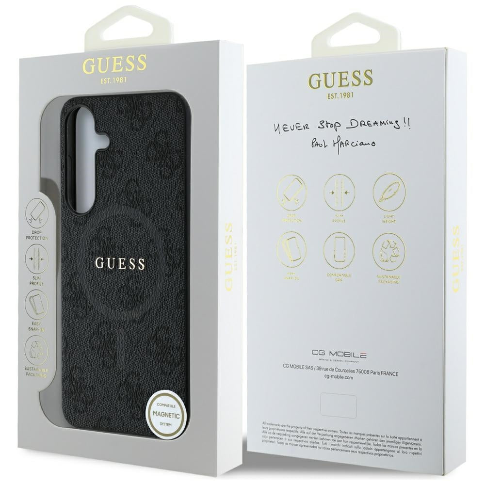 Θήκη MagSafe για Samsung Galaxy S25 S931, Guess, 4G Ring Classic Logo, Μαύρη