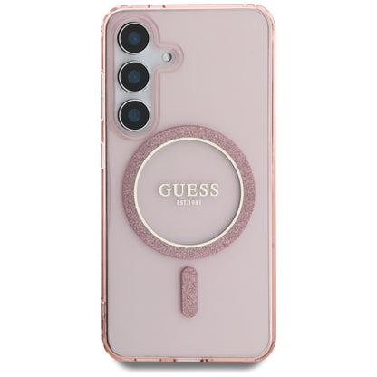 Θήκη MagSafe για Samsung Galaxy S25 S931, Guess, IML Glitter Circle, Ροζ