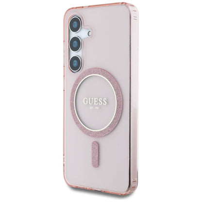 Θήκη MagSafe για Samsung Galaxy S25 S931, Guess, IML Glitter Circle, Ροζ