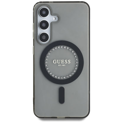 Θήκη MagSafe για Samsung Galaxy S25 S931, Guess, IML Rhinestone, Μαύρη
