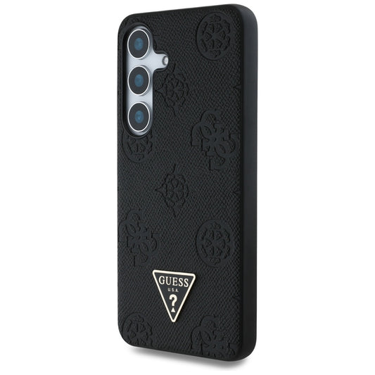 Θήκη MagSafe για Samsung Galaxy S25 S931, Guess, Peony Grained Hot Stamp Triangle, Μαύρη
