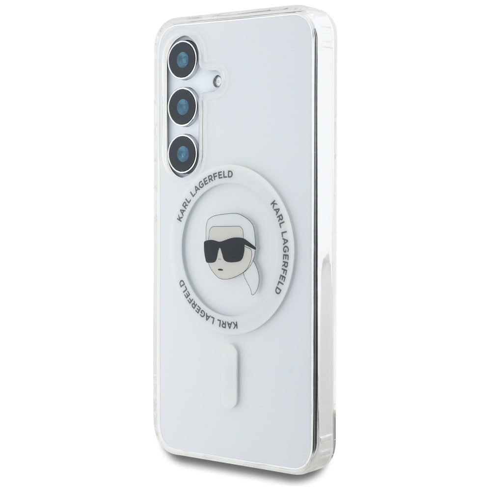 Θήκη MagSafe για Samsung Galaxy S25 S931, Karl Lagerfeld, IML Karl's Head, Λευκή