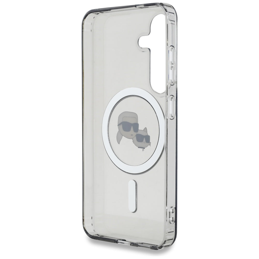 Θήκη MagSafe για Samsung Galaxy S25 S931, Karl Lagerfeld, IML Metal Karl & Choupette's Heads, Μαύρη