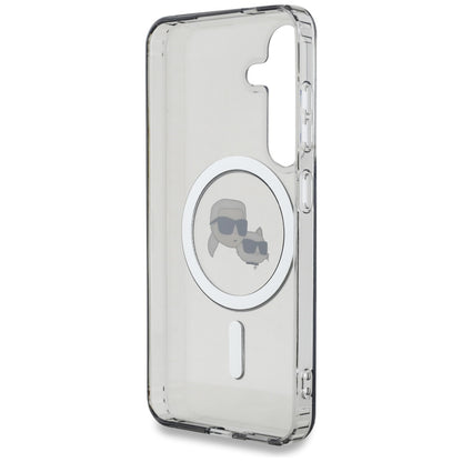 Θήκη MagSafe για Samsung Galaxy S25 S931, Karl Lagerfeld, IML Metal Karl & Choupette's Heads, Μαύρη