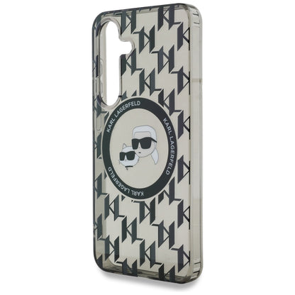 MagSafe Case for Samsung Galaxy S25 S931, Karl Lagerfeld, IML Monogram Karl & Choupette's Heads, Black