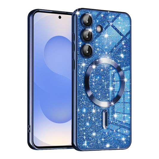 Θήκη MagSafe για Samsung Galaxy S25 S931, Techsuit, Luxury Glitter, Σκούρο Μπλε