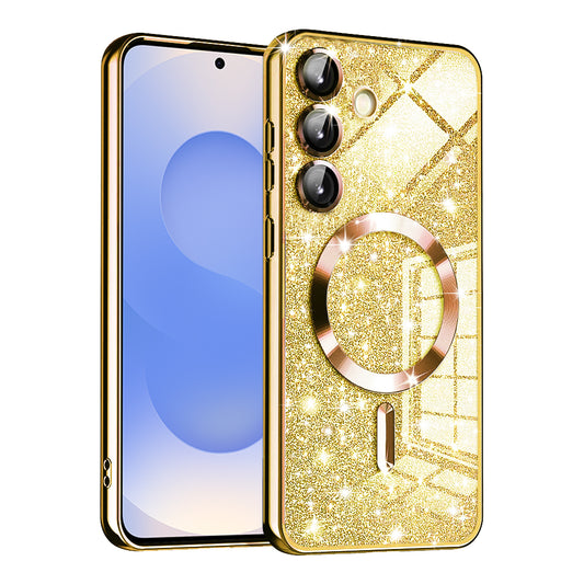 Θήκη MagSafe για Samsung Galaxy S25 S931, Techsuit, Luxury Glitter, Χρυσή