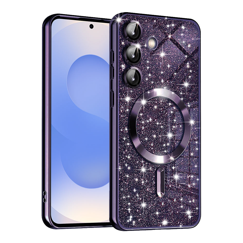 Θήκη MagSafe για Samsung Galaxy S25 S931, Techsuit, Luxury Glitter, Σκούρο Μωβ