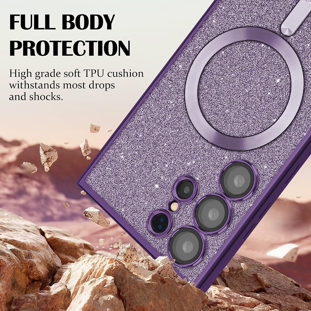 Θήκη MagSafe για Samsung Galaxy S25 S931, Techsuit, Luxury Glitter, Μαύρη