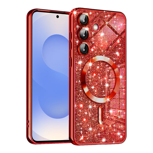 Θήκη MagSafe για Samsung Galaxy S25 S931, Techsuit, Luxury Glitter, Κόκκινο