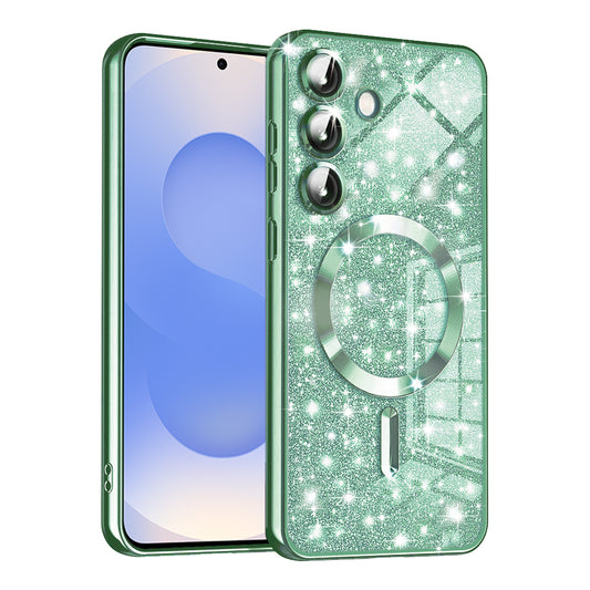 Θήκη MagSafe για Samsung Galaxy S25 S931, Techsuit, Luxury Glitter, Ανοιχτό Πράσινο