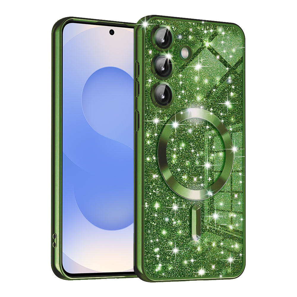 Θήκη MagSafe για Samsung Galaxy S25 S931, Techsuit, Luxury Glitter, Σκούρο Πράσινο