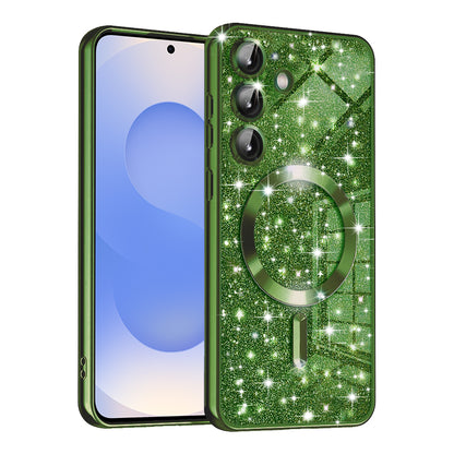 Θήκη MagSafe για Samsung Galaxy S25 S931, Techsuit, Luxury Glitter, Σκούρο Πράσινο