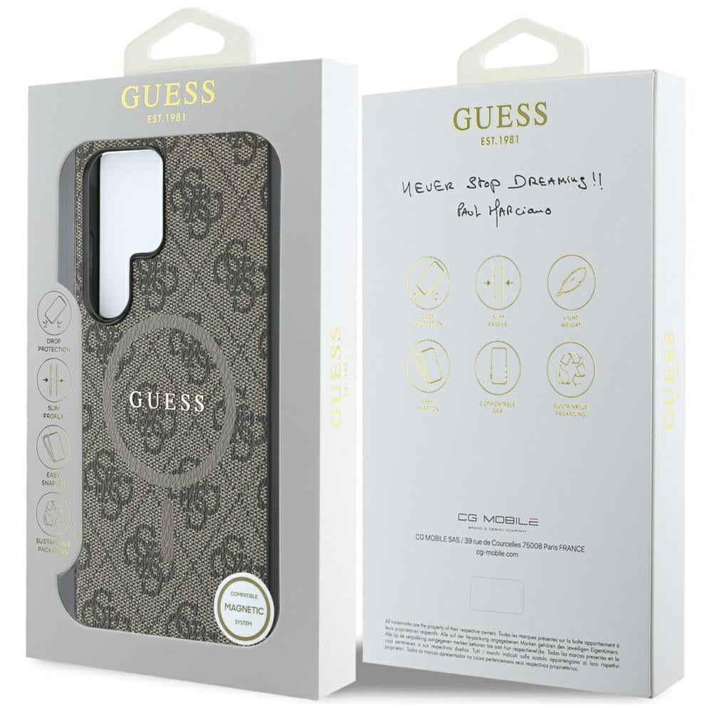 Θήκη MagSafe για Samsung Galaxy S25 Ultra S938, Guess, 4G Ring Classic Logo, Καφέ