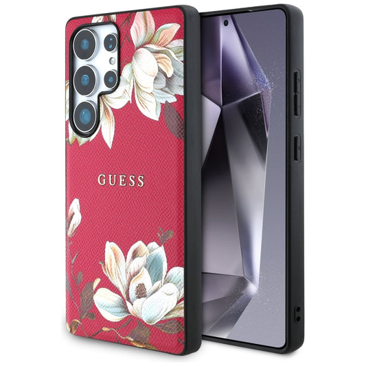 Θήκη MagSafe για Samsung Galaxy S25 Ultra S938, Guess, Grained Flowers, Fucsia