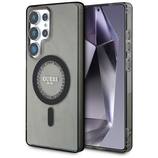 Θήκη MagSafe για Samsung Galaxy S25 Ultra S938, Guess, IML Rhinestone, Μαύρη