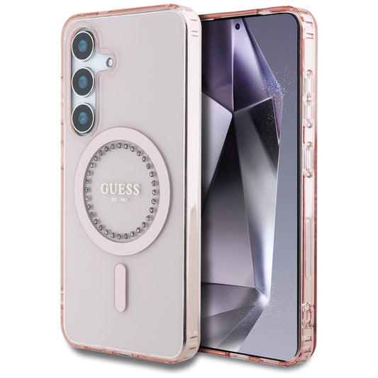 Θήκη MagSafe για Samsung Galaxy S25 S931, Guess, IML Rhinestone, Ροζ