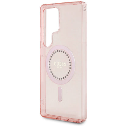 MagSafe Case for Samsung Galaxy S25 Ultra S938, Guess, IML Rhinestone, Pink