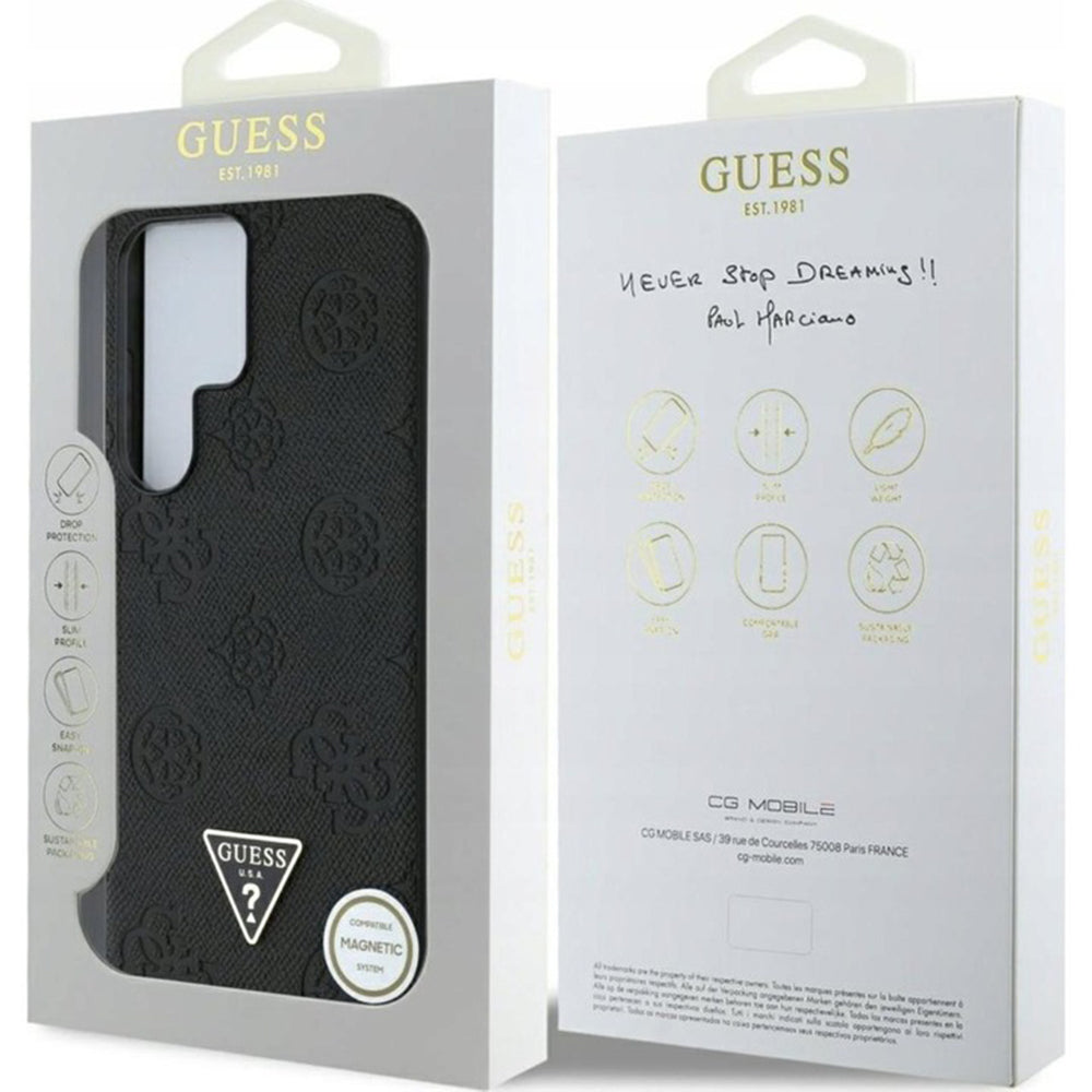 Θήκη MagSafe για Samsung Galaxy S25 Ultra S938, Guess, Peony Grained Hot Stamp Triangle, Καφέ