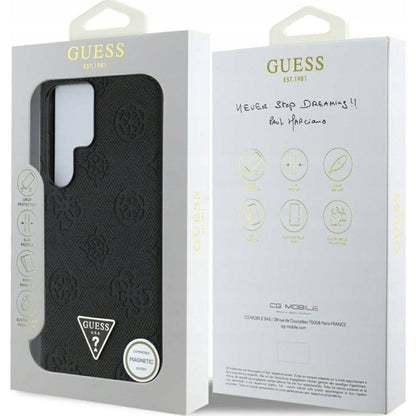 Θήκη MagSafe για Samsung Galaxy S25 Ultra S938, Guess, Peony Grained Hot Stamp Triangle, Καφέ
