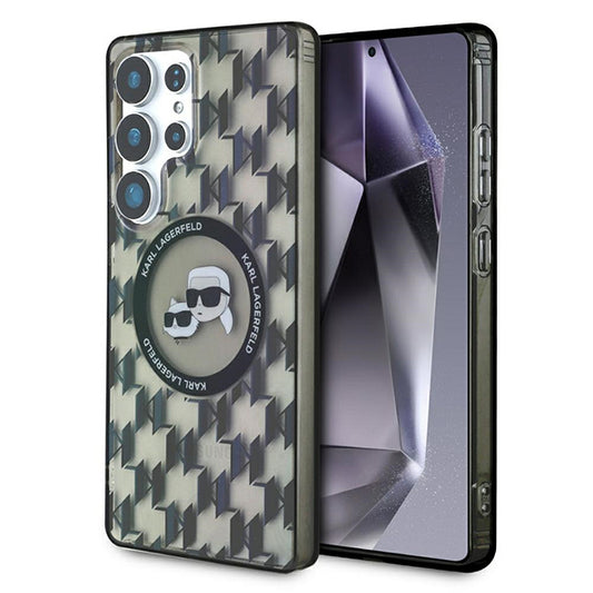 MagSafe Case for Samsung Galaxy S25 Ultra S938, Karl Lagerfeld, IML Monogram Karl & Choupette's Heads, Black