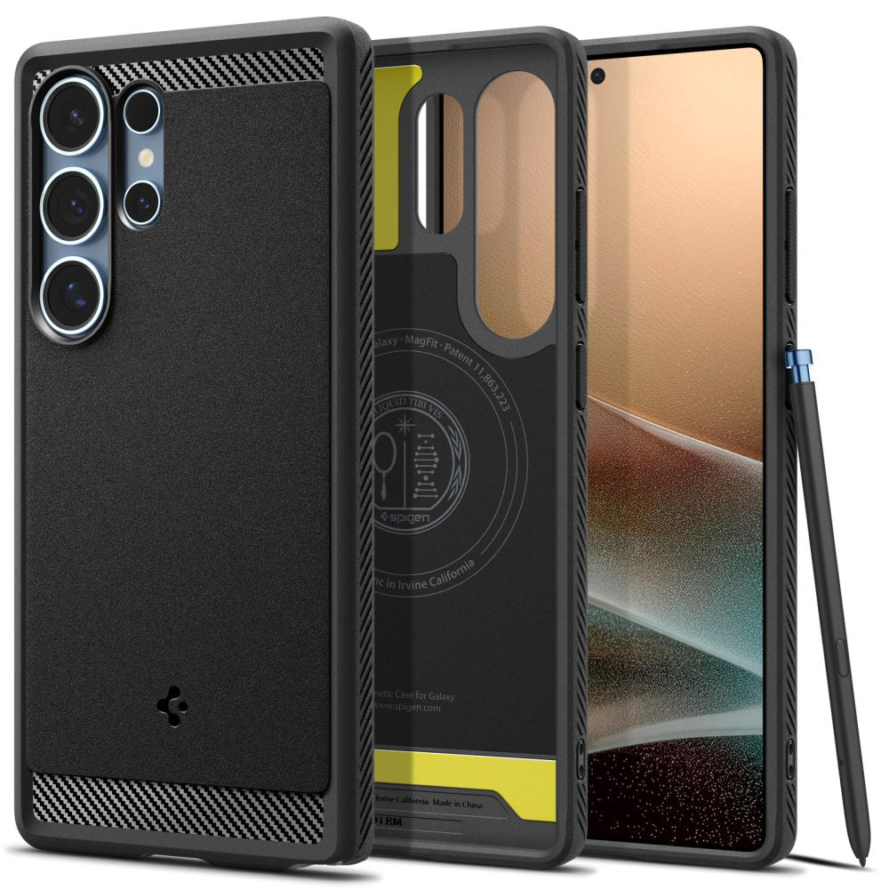 Θήκη MagSafe για Samsung Galaxy S25 Ultra S938, Spigen, Rugged Armor, Ματ Μαύρη ACS08951