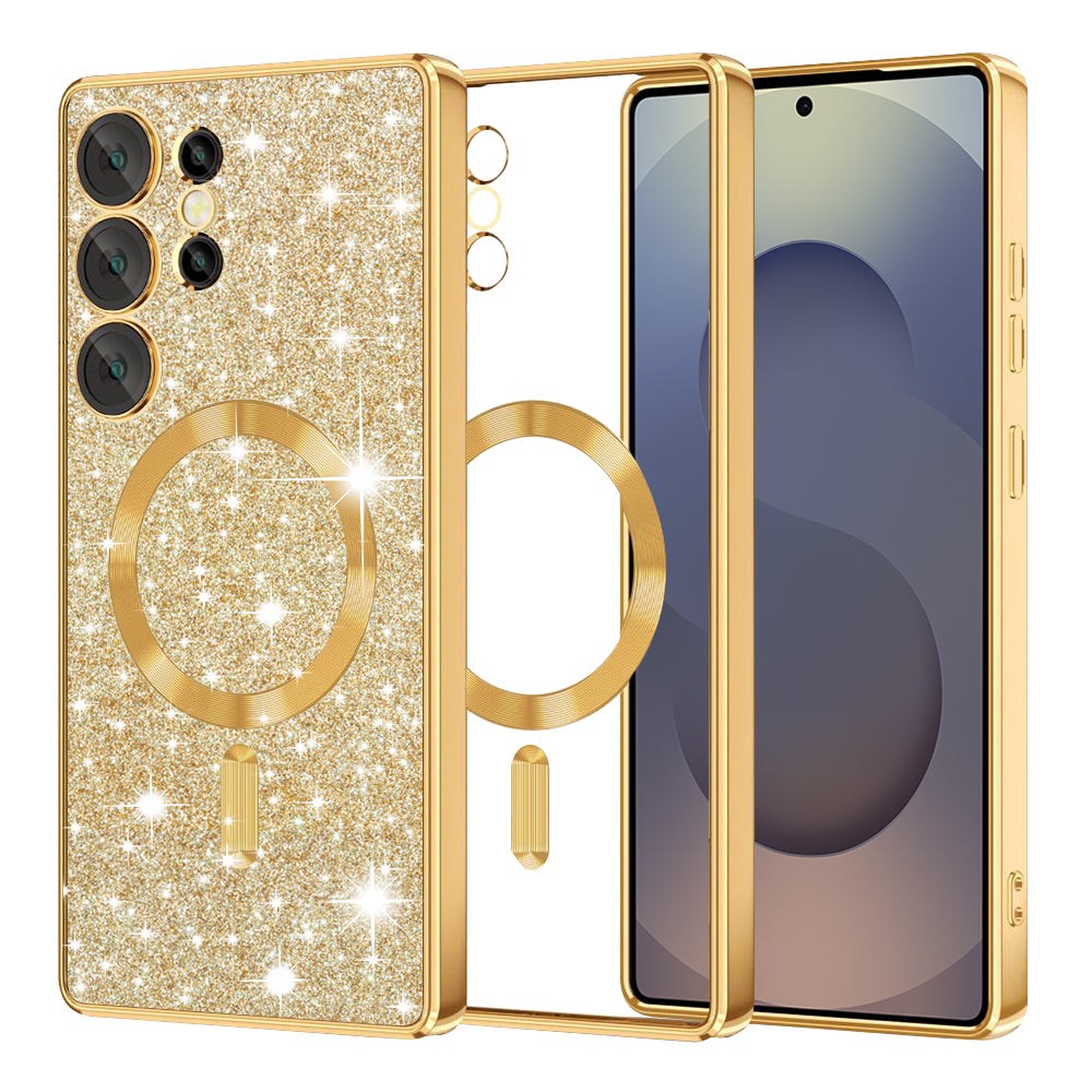 Θήκη MagSafe για Samsung Galaxy S25 Ultra S938, Techsuit, Luxury Glitter, Χρυσή