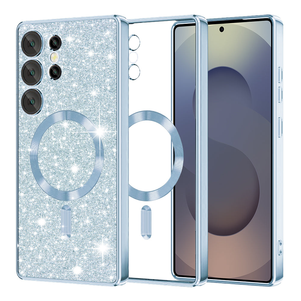 MagSafe Case for Samsung Galaxy S25 Ultra S938, Techsuit, Luxury Glitter, Blue
