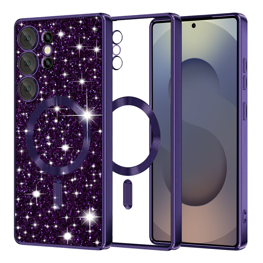 Θήκη MagSafe για Samsung Galaxy S25 Ultra S938, Techsuit, Luxury Glitter, Σκούρο Μωβ