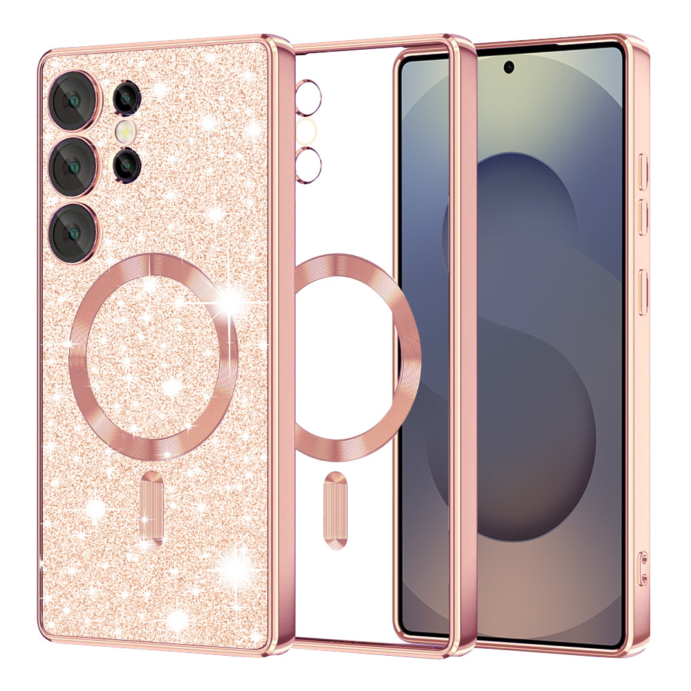 Θήκη MagSafe για Samsung Galaxy S25 Ultra S938, Techsuit, Luxury Glitter, Ροζ Χρυσό