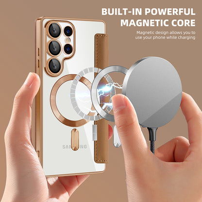 Θήκη MagSafe για Samsung Galaxy S25 Ultra S938, Techsuit, SmartMag Book, Καφέ