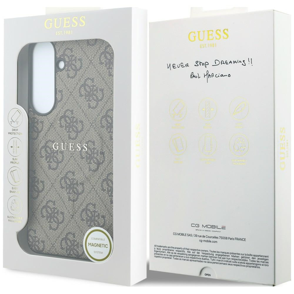 Θήκη MagSafe για Samsung Galaxy S26 FE S741, Guess, 4G Embossed Ring Classic Logo, Καφέ