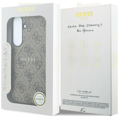Θήκη MagSafe για Samsung Galaxy S26 FE S741, Guess, 4G Embossed Ring Classic Logo, Καφέ