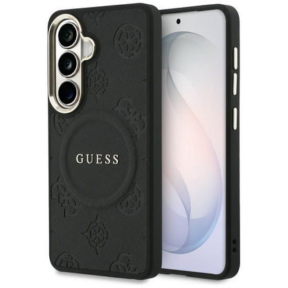 Θήκη MagSafe για Samsung Galaxy S26 Plus S947, GUESS, Saffiano Peony Embossed Ring, Μαύρη