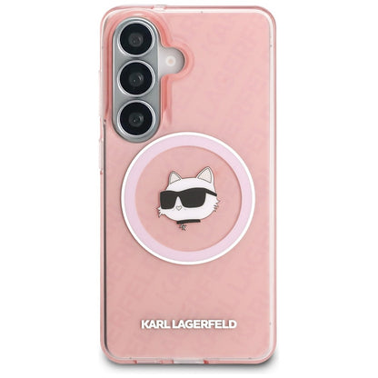 Θήκη MagSafe για Samsung Galaxy S26 Plus S947, Karl Lagerfeld, IML Choupette Head on KL Repeated Logo, Ροζ