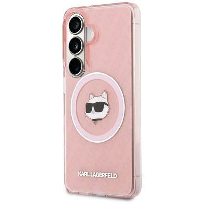 Θήκη MagSafe για Samsung Galaxy S26 Plus S947, Karl Lagerfeld, IML Choupette Head on KL Repeated Logo, Ροζ