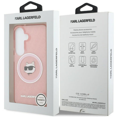 Θήκη MagSafe για Samsung Galaxy S26 Plus S947, Karl Lagerfeld, IML Choupette Head on KL Repeated Logo, Ροζ