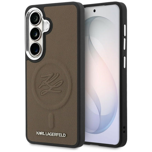 Θήκη MagSafe για Samsung Galaxy S26 Plus S947, Karl Lagerfeld, Initial Logo Debossed, Καφέ