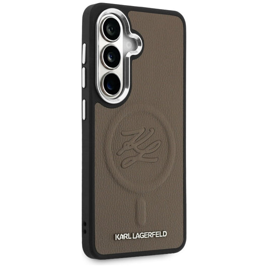 Θήκη MagSafe για Samsung Galaxy S26 Plus S947, Karl Lagerfeld, Initial Logo Debossed, Καφέ