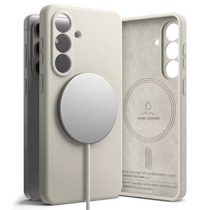 Θήκη MagSafe για Samsung Galaxy S26, Ringke, Σιλικόνη, Κρεμ