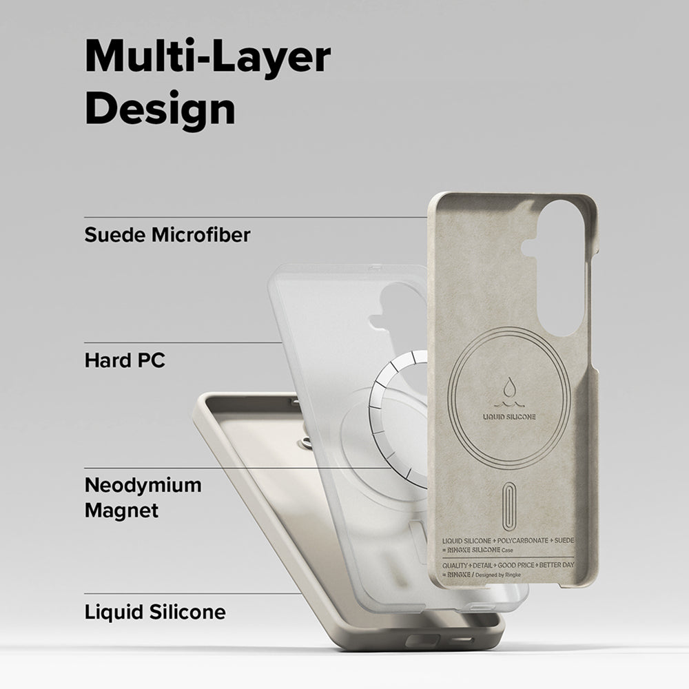 Θήκη MagSafe για Samsung Galaxy S26, Ringke, Σιλικόνη, Κρεμ