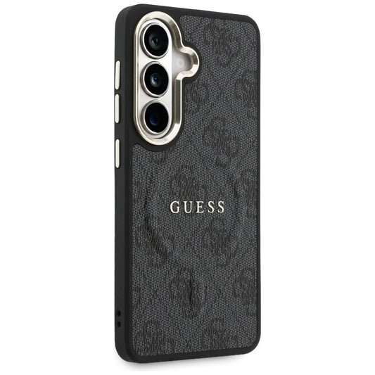 Θήκη MagSafe για Samsung Galaxy S26 S942, Guess, 4G Embossed Ring, Μαύρη