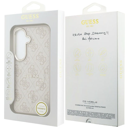 Θήκη MagSafe για Samsung Galaxy S26 S942, Guess, 4G Embossed Ring, Ροζ