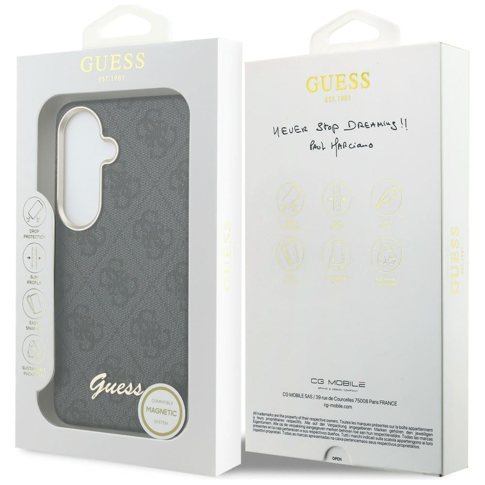 Θήκη MagSafe για Samsung Galaxy S26 S942, Guess, 4G Script Logo, Μαύρη