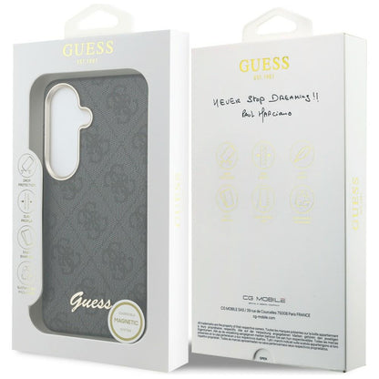 Θήκη MagSafe για Samsung Galaxy S26 S942, Guess, 4G Script Logo, Μαύρη