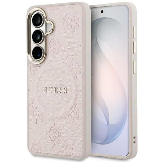 Θήκη MagSafe για Samsung Galaxy S26 S942, Guess, Saffiano Peony Embossed Ring, Ροζ
