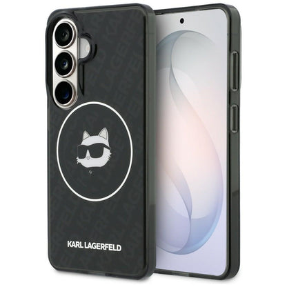 Θήκη MagSafe για Samsung Galaxy S26 S942, Karl Lagerfeld, IML Choupette Head on KL Repeated Logo, Μαύρη
