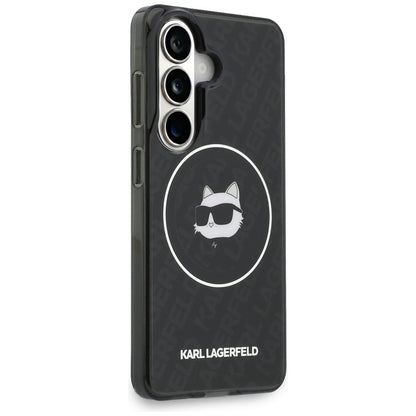 Θήκη MagSafe για Samsung Galaxy S26 S942, Karl Lagerfeld, IML Choupette Head on KL Repeated Logo, Μαύρη