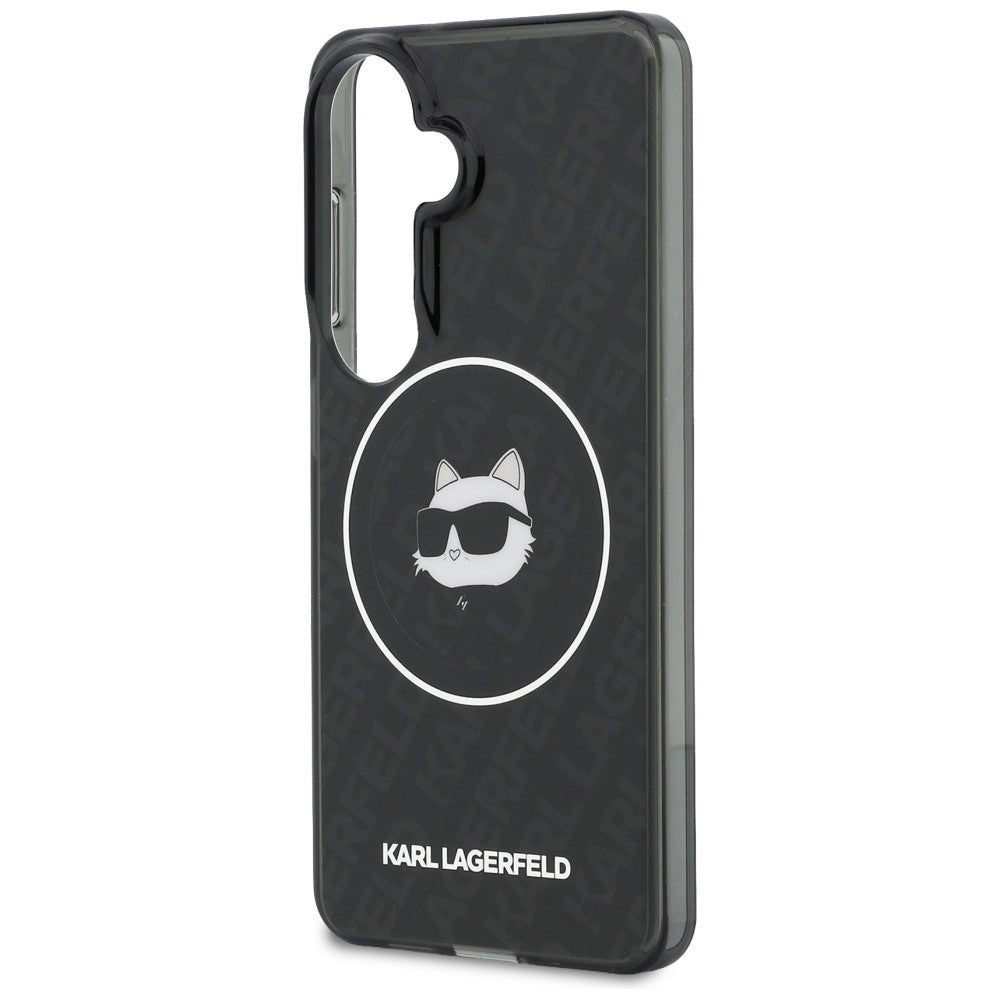 Θήκη MagSafe για Samsung Galaxy S26 S942, Karl Lagerfeld, IML Choupette Head on KL Repeated Logo, Μαύρη